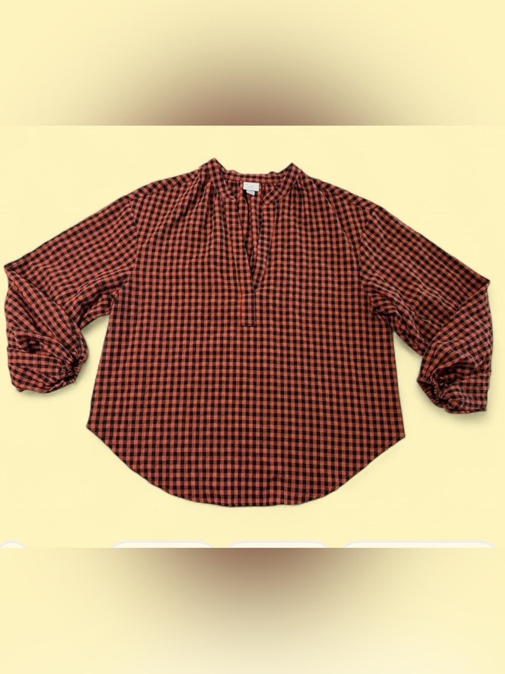 a new day Red and Black Check Plaid Button-Down Style Shirt.